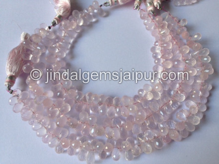 Rose Quartz Faceted Drops Shape Beads